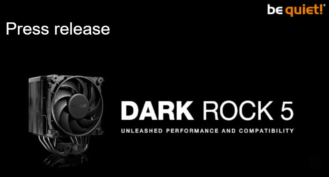 be quiet! Introduces New Dark Rock 5 CPU Cooler