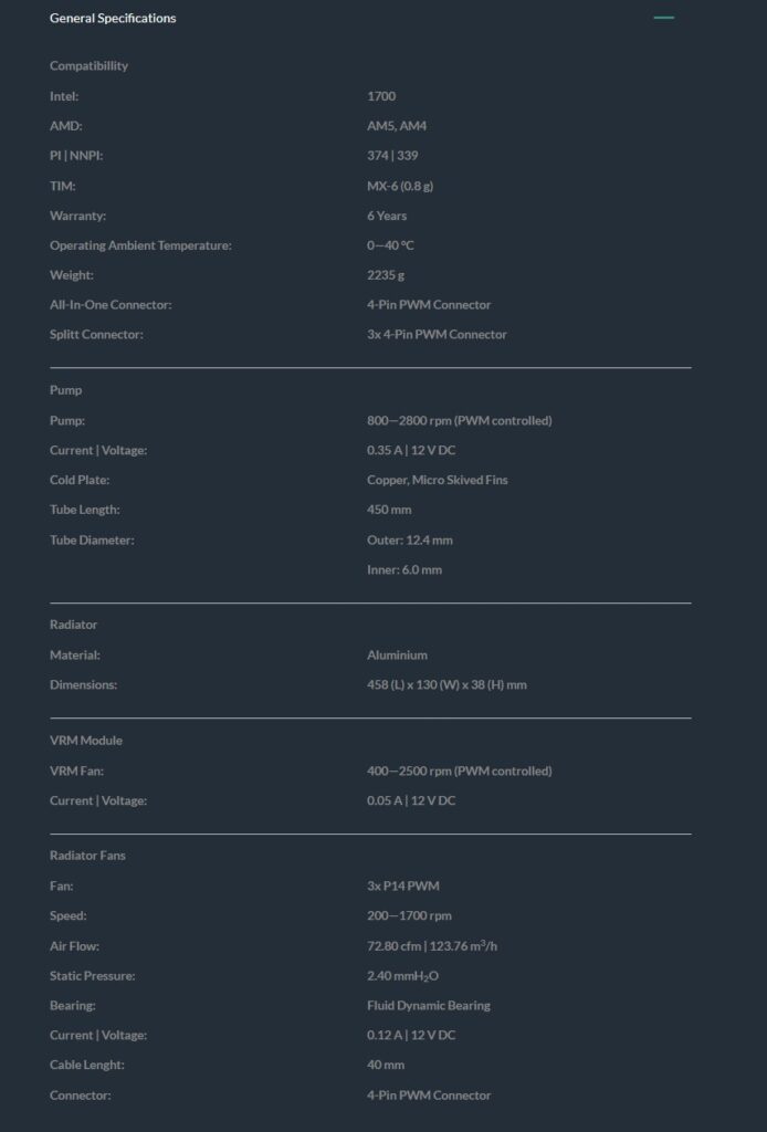 ARCTIC Liquid Freezer III 420 Specs