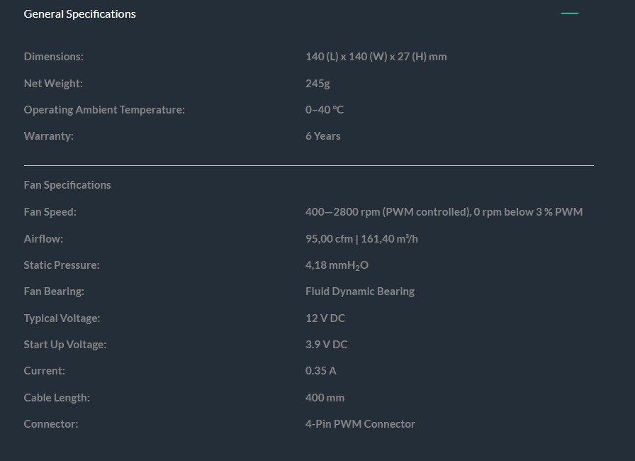 ARCTIC P14 Max Specs