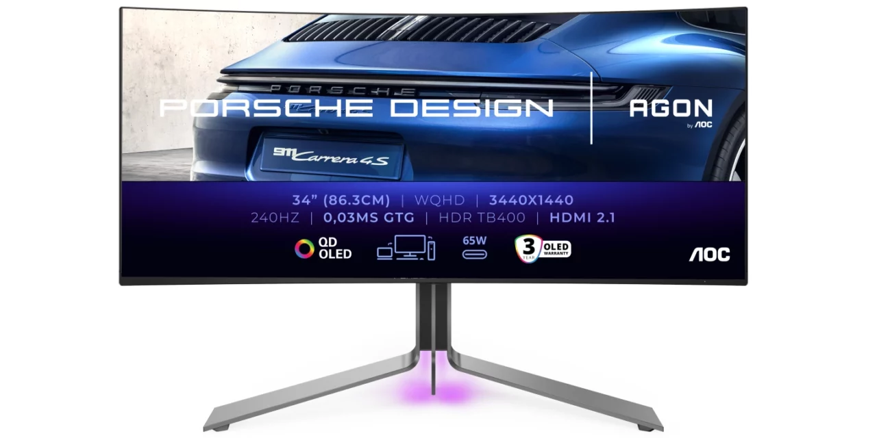 AOC and Porsche Design Unveil PD34 Curved Gaming Monitor with 240Hz QD-OLED Display