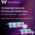 Thermaltake Launches AIO Liquid Cooler for All-White Builds TH V2 Ultra EX ARGB Sync Snow Edition