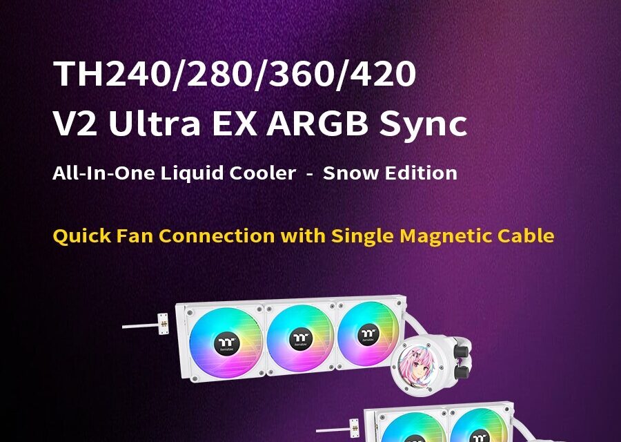 Thermaltake Launches AIO Liquid Cooler for All-White Builds TH V2 Ultra EX ARGB Sync Snow Edition