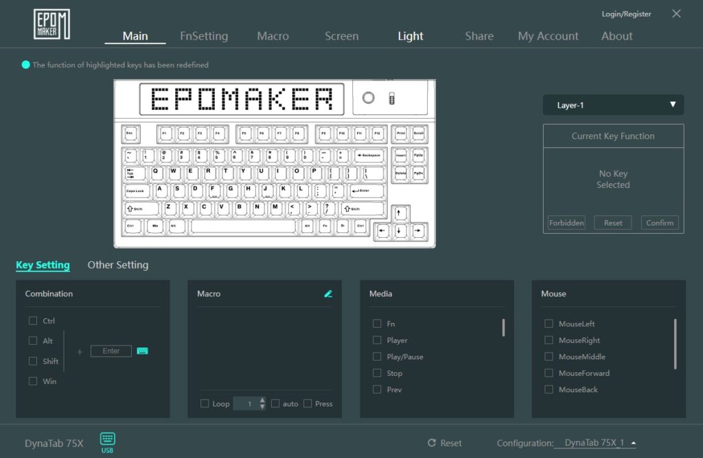 epomaker software main tab