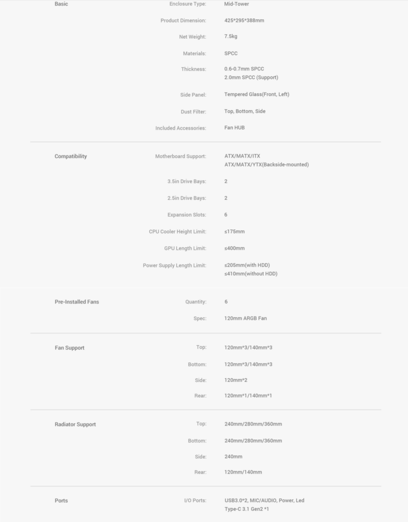 Ocypus Iota C70 White ARGB Specs