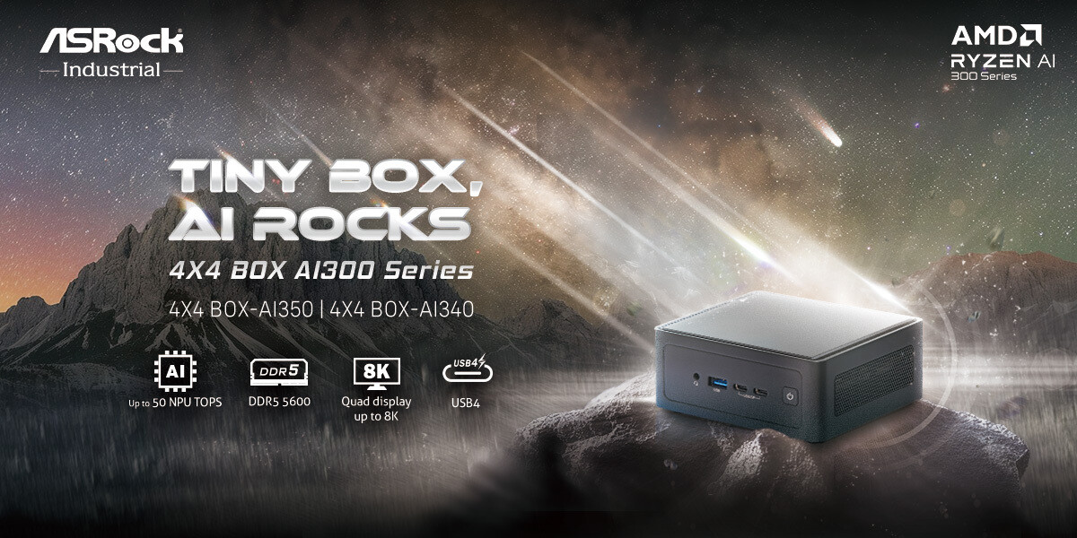 ASRock Industrial Introduces 4X4 BOX AI300 Series with AMD Ryzen Processors