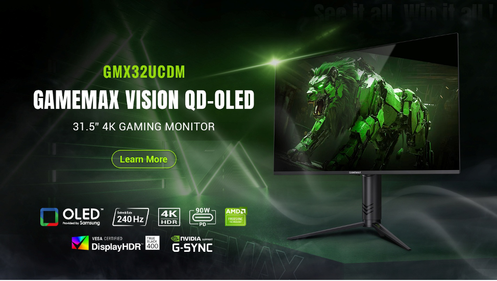 GAMEMAX Introduces VISION GMX32UCDM QD-OLED Gaming Monitor