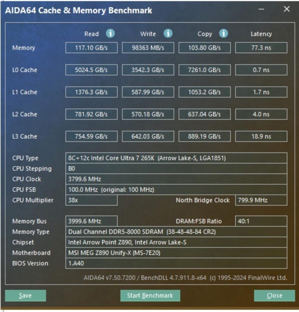 MSI MEG Z890 Unify X Core Utra 265k