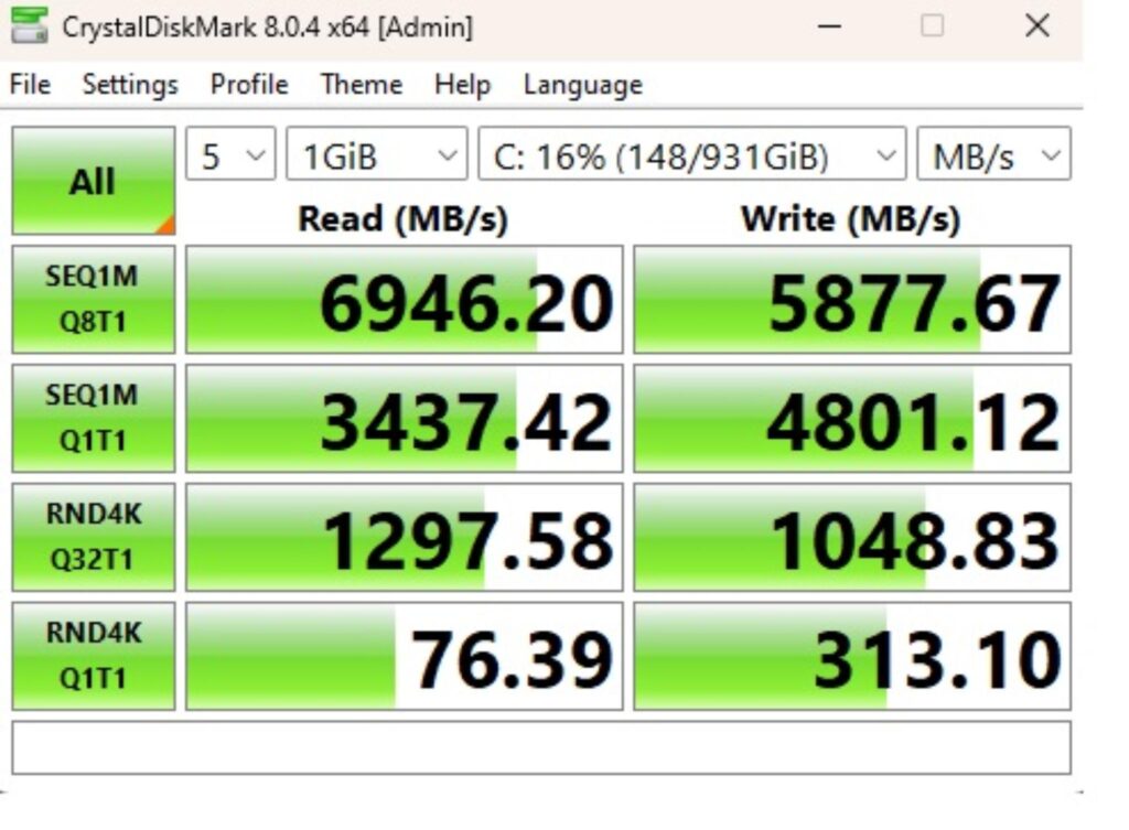 MSI MEG Z890 Unify X CrystalDiskMark NVMe