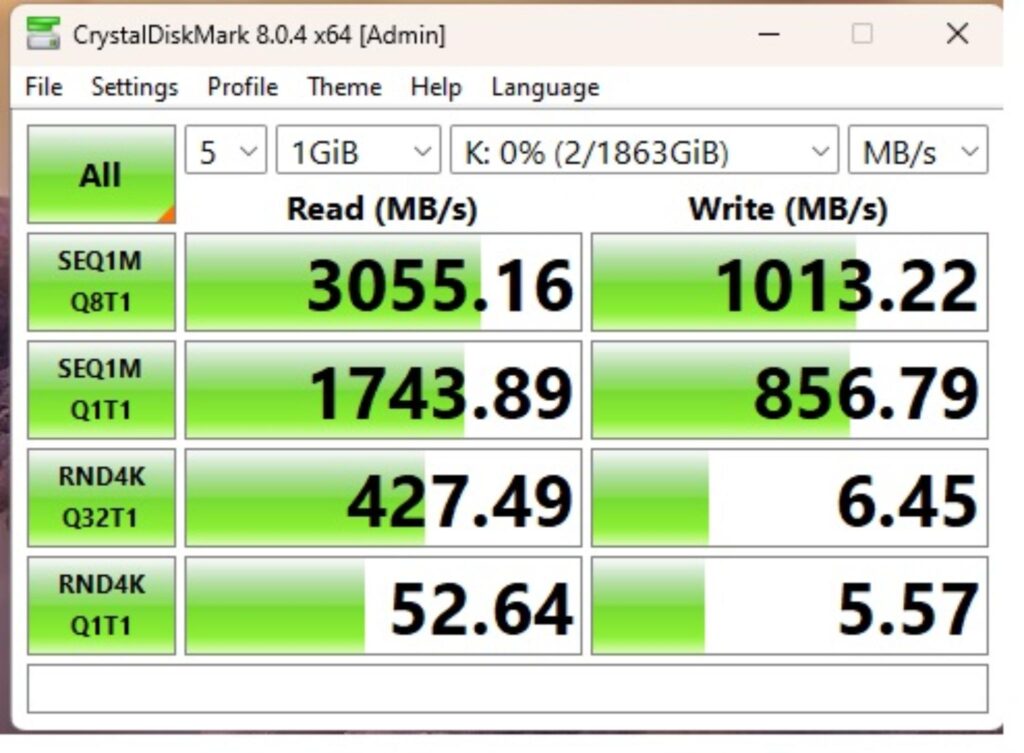 MSI MEG Z890 Unify X CrystalDiskMark Thunderbolt