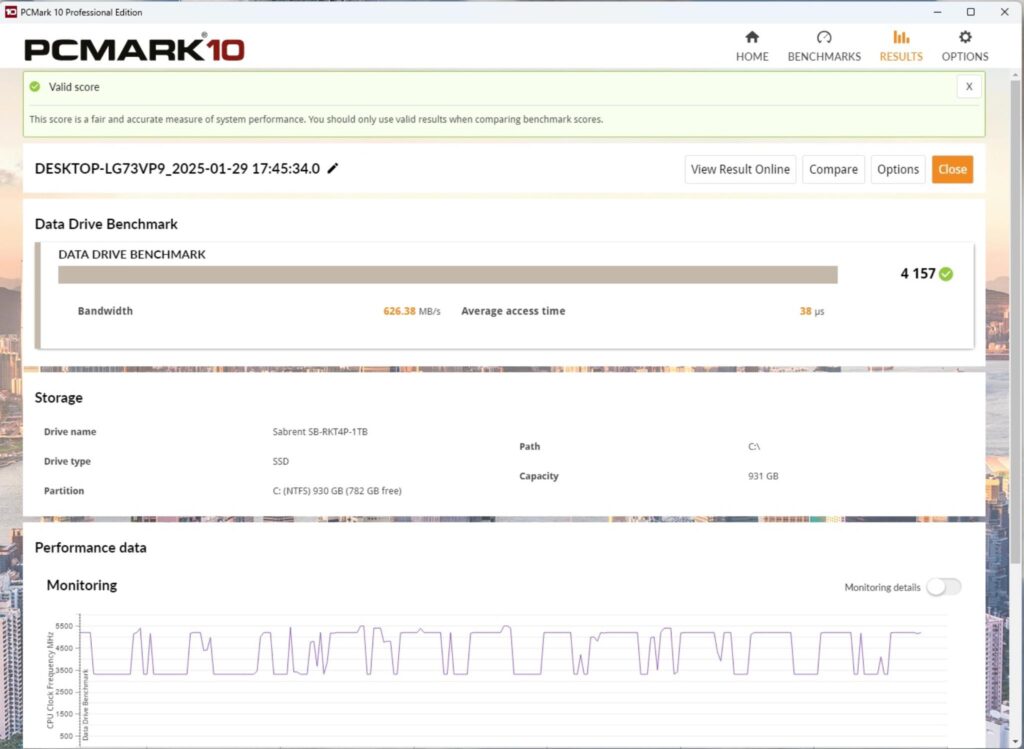 MSI MEG Z890 Unify X PCMARK10 Data Drive Benchmark NVMe