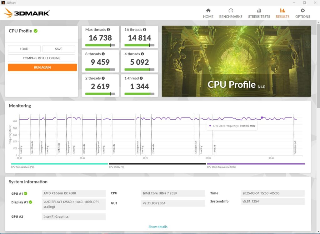 ASRock Phantom Gaming Z890 NOVA WiFi 3DMARK CPU Profile