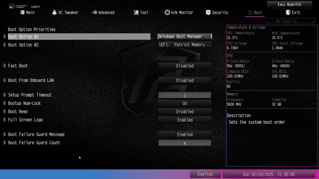 ASRock Phantom Gaming Z890 NOVA WiFi BIOS Boot