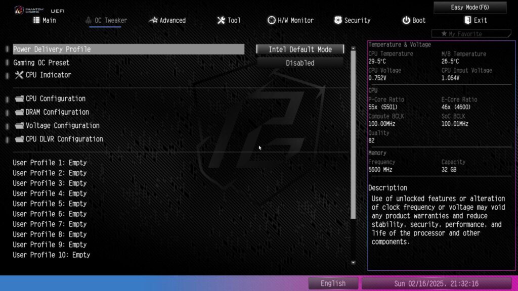 ASRock Phantom Gaming Z890 NOVA WiFi BIOS OC Tweaker 1