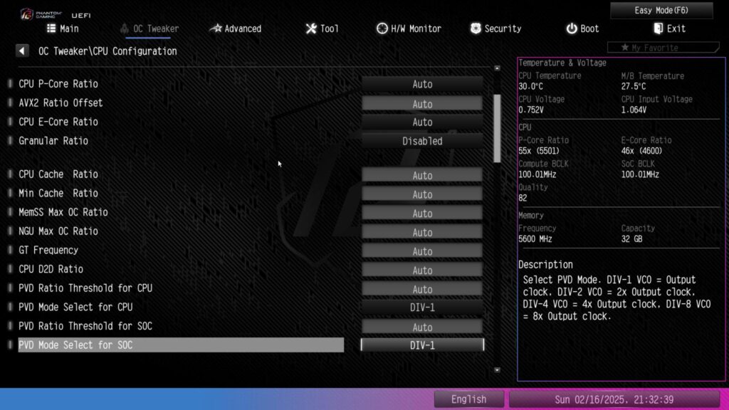 ASRock Phantom Gaming Z890 NOVA WiFi BIOS OC Tweaker CPU 2