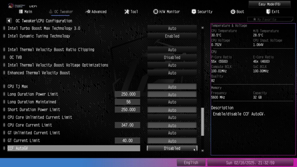 ASRock Phantom Gaming Z890 NOVA WiFi BIOS OC Tweaker CPU 3