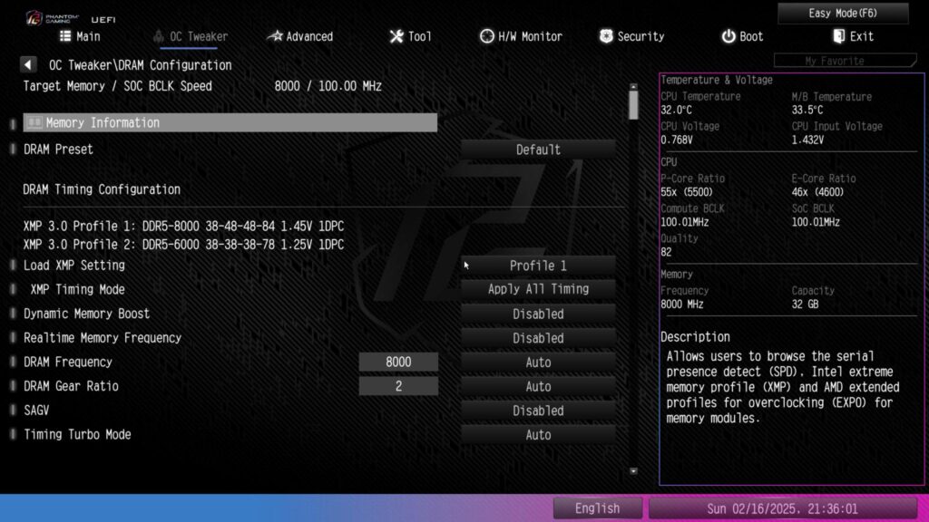 ASRock Phantom Gaming Z890 NOVA WiFi BIOS OC Tweaker RAM 1