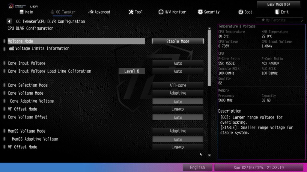 ASRock Phantom Gaming Z890 NOVA WiFi BIOS OC Tweaker Voltages 1