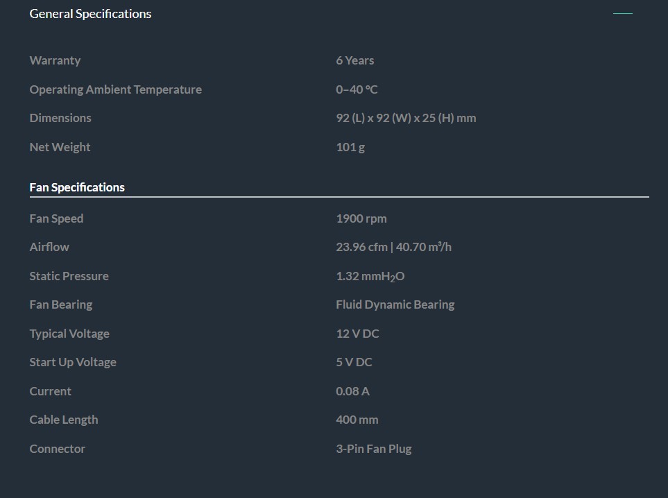 Arctic P9 Silent Specifications